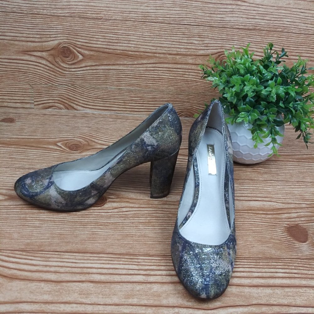 LOUISE ET CIE multicolor gold block heel pump size 7.5